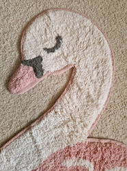 Sass & Belle Swan Nursery Bedroom Rug Mat White Pink thumb-114134