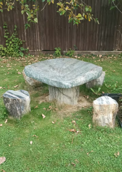 Marble Table and 4 Marble Stools Garden Table & Chairs Furniture  4