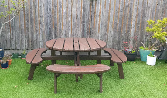 8 Seater Wooden Pub Bench Round Picnic Table Furniture Garden Patio  0
