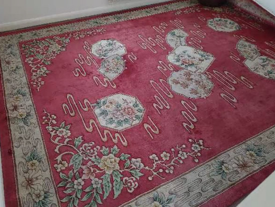 A Large Vintage Chinese100% Wool 9Ft X 12Ft Rug / Carpet Very Good Condition  0