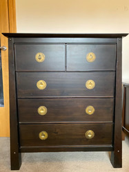 Bali Style Bedroom Furniture. Dark Brown with Brass Handles. thumb 2