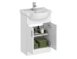 Bathroom furniture -Cove White 550mm Vanity Unit (Flat Packed) with basin thumb 1