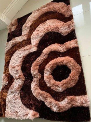Brand New 3D Brown Beige Shaggy Soft Rug Size 170x120cm Carpet £55  1