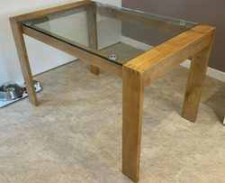 Tate Oak and Glass Dining Table From Furniture & Choice - RRP £300 FREE DELIVERY W2081 thumb-117289
