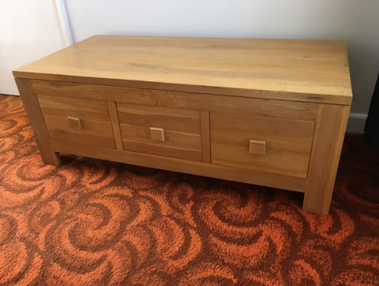 Rustic Solid Oak ‘Oakdale’ 6 Drawer Coffee Table (Oak Furniture Land)  4