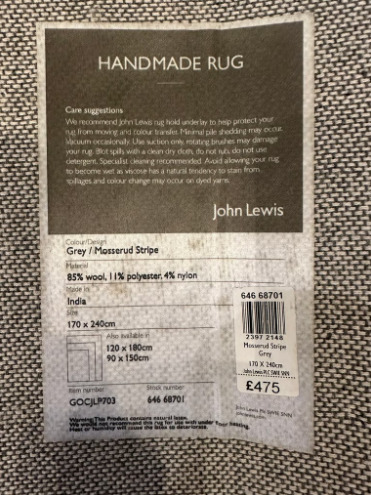 John Lewis - Wool Rug (Like new!)  2