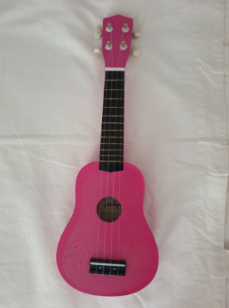 Kids Pink Sparkly Ukulele with Case and Picks  0