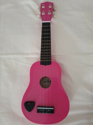 Kids Pink Sparkly Ukulele with Case and Picks  4