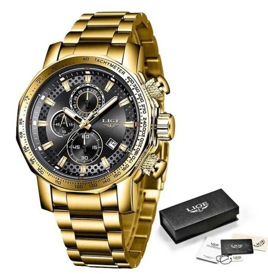 Luxury men's Watches Full Steel Quartz Clock Waterproof  1