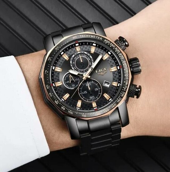 Luxury men's Watches Full Steel Quartz Clock Waterproof  4