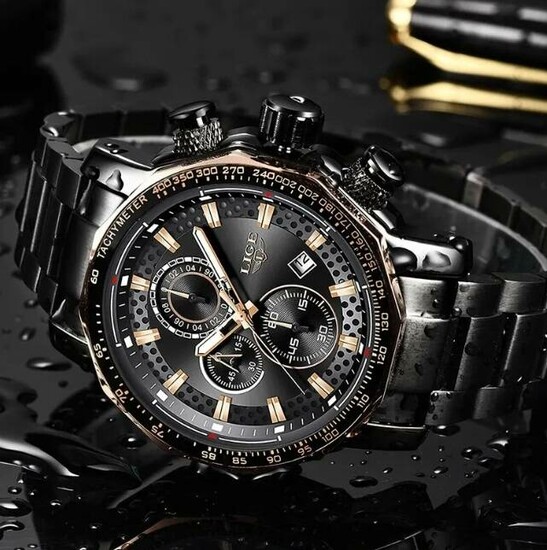 Luxury men's Watches Full Steel Quartz Clock Waterproof  5