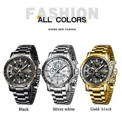 Luxury men's Watches Full Steel Quartz Clock Waterproof thumb-121271