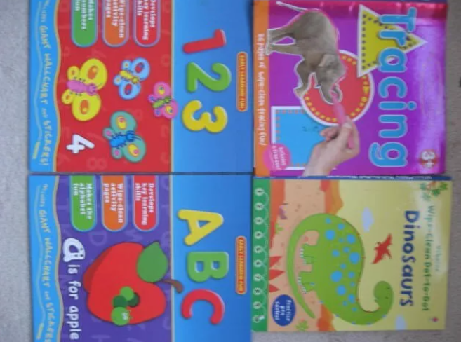 4 Childs Wipe Clean Drawing Early Learning Educational Books  0