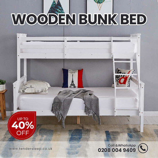 White Triple Wooden Bunk Bed  0