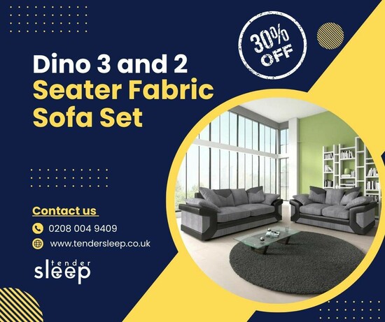Buy 30% Off | Dino 3 and 2 Seater Fabric Sofa Set  0