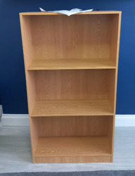 3 Tier Medium Bookcase, Oak Wooden Shelving Display Storage Unit Office Living Room Furniture