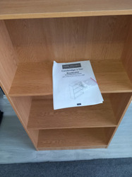 3 Tier Medium Bookcase, Oak Wooden Shelving Display Storage Unit Office Living Room Furniture thumb-124363