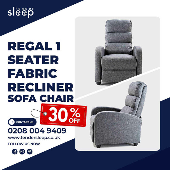 Buy 1 Seater Regal Fabric Recliner Sofa Chair | 30% Off  0