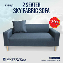  Elevate Your Living Space with our 2 Seater Sky Fabric Sofa!