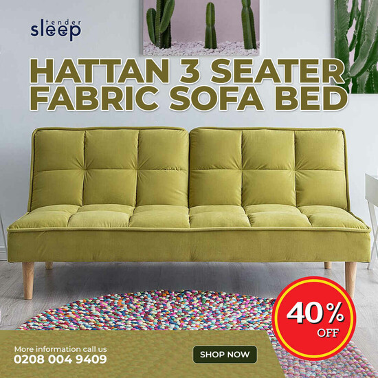 Hattan 3 Seater Fabric Sofa Bed  0