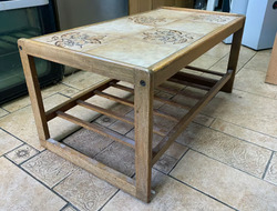Solid Teak and Tiled Coffee Table with Magazine Rack