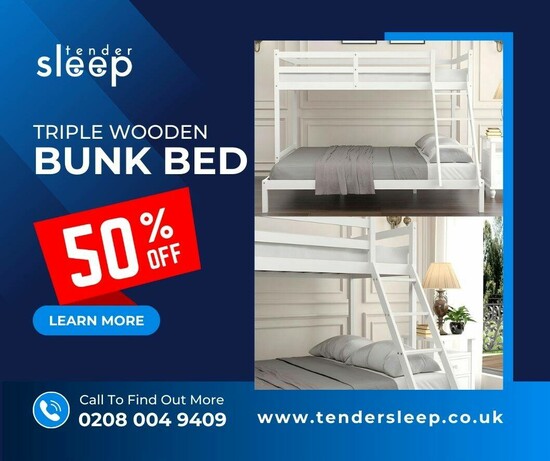 Elevate Your Bedroom with Triple Wooden Bunk Beds!  0