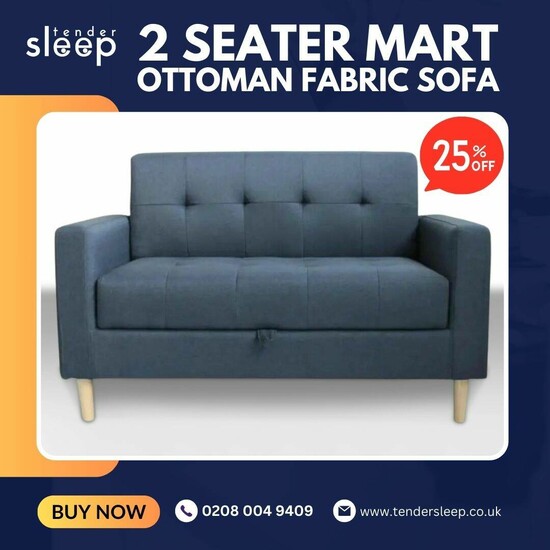 Lounge in Style with Our 2-Seater Ottoman Fabric Sofa!  0