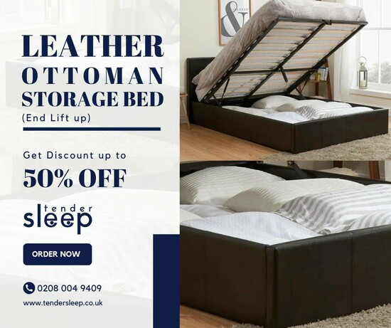 Leather Ottoman Storage Bed (End Lift Up)  - 50% OFF  0