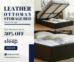 Leather Ottoman Storage Bed (End Lift Up)  - 50% OFF
