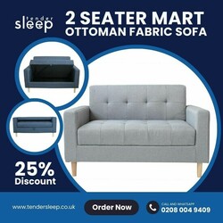 2 Seater Mart Ottoman Fabric Sofa - 25% OFF