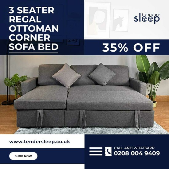 3 Seater Regal Ottoman Corner Sofa Bed - 35% OFF  0