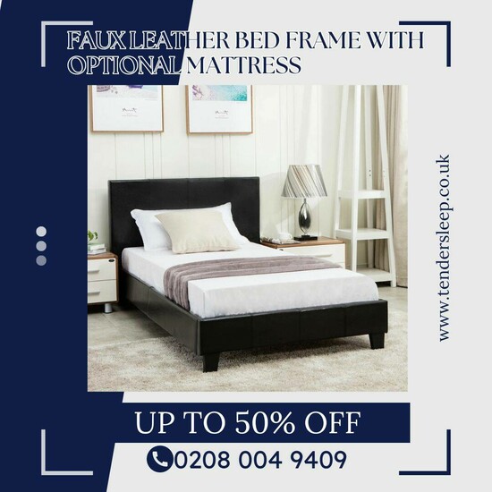 Luxurious Faux Leather Bed Frame with Optional Mattress  0