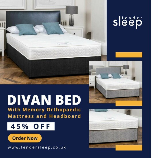  Elevate Your Rest with our Divan Bed featuring Memory Orthopaedic Mattress and Headboard  0