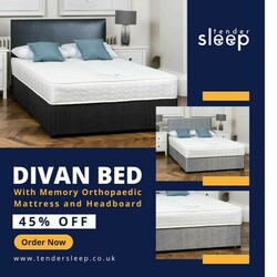  Elevate Your Rest with our Divan Bed featuring Memory Orthopaedic Mattress and Headboard