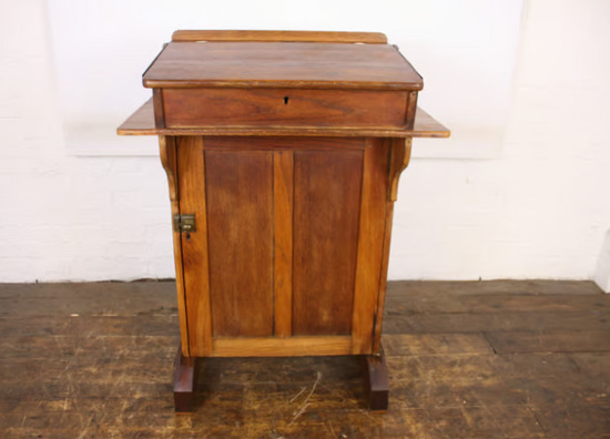 Antique Oak Teachers Lectern Desk Vintage Wooden Furniture  2