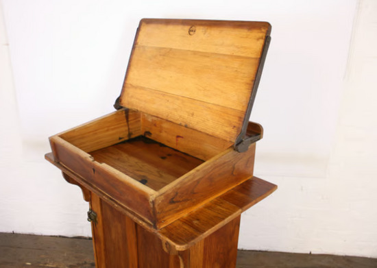Antique Oak Teachers Lectern Desk Vintage Wooden Furniture  3