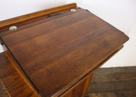 Antique Oak Teachers Lectern Desk Vintage Wooden Furniture  4