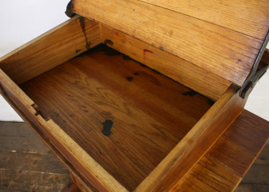 Antique Oak Teachers Lectern Desk Vintage Wooden Furniture  6