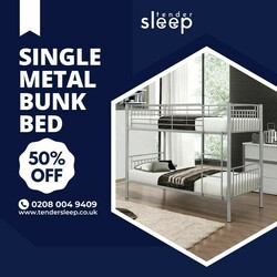 Sleek and Space-Saving Single Bunk Bed. shop now 50%  off