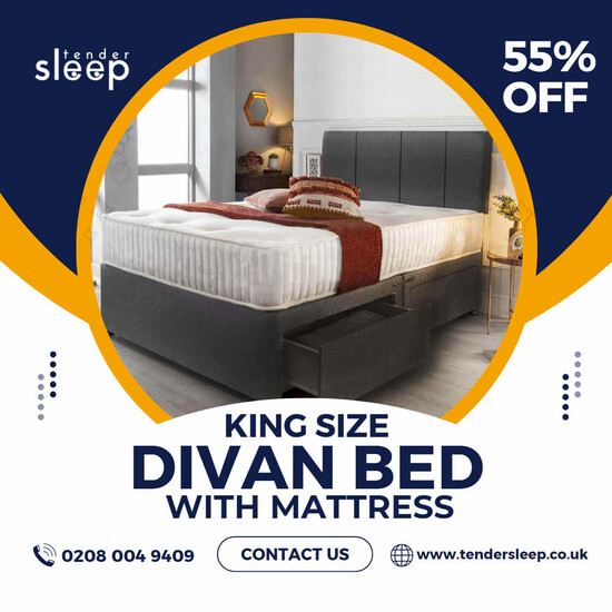 King Size Divan Bed with Luxurious Mattress  0