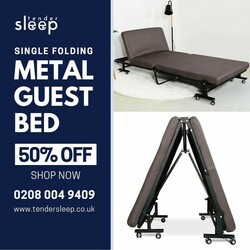 Your Convenient Single Metal Guest Bed. shop now 50% off