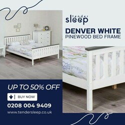 The White Pinewood Bed Frame. buy now up to 50% off