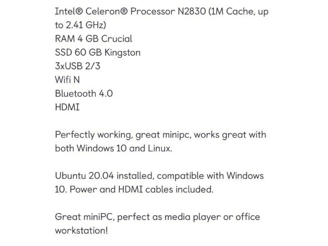 Mini PC - Intel Nuc - Hdmi Ready / Plug & Play - Linux/Windows Compatible  1