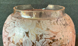 Beautiful 19th Century Victorian Amber Glass Twin Burning Ceramic Table Oil Lamp thumb 10