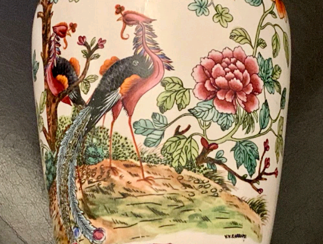 Chinese Famille Rose Vase 4 Character Mark and Exotic Birds  7