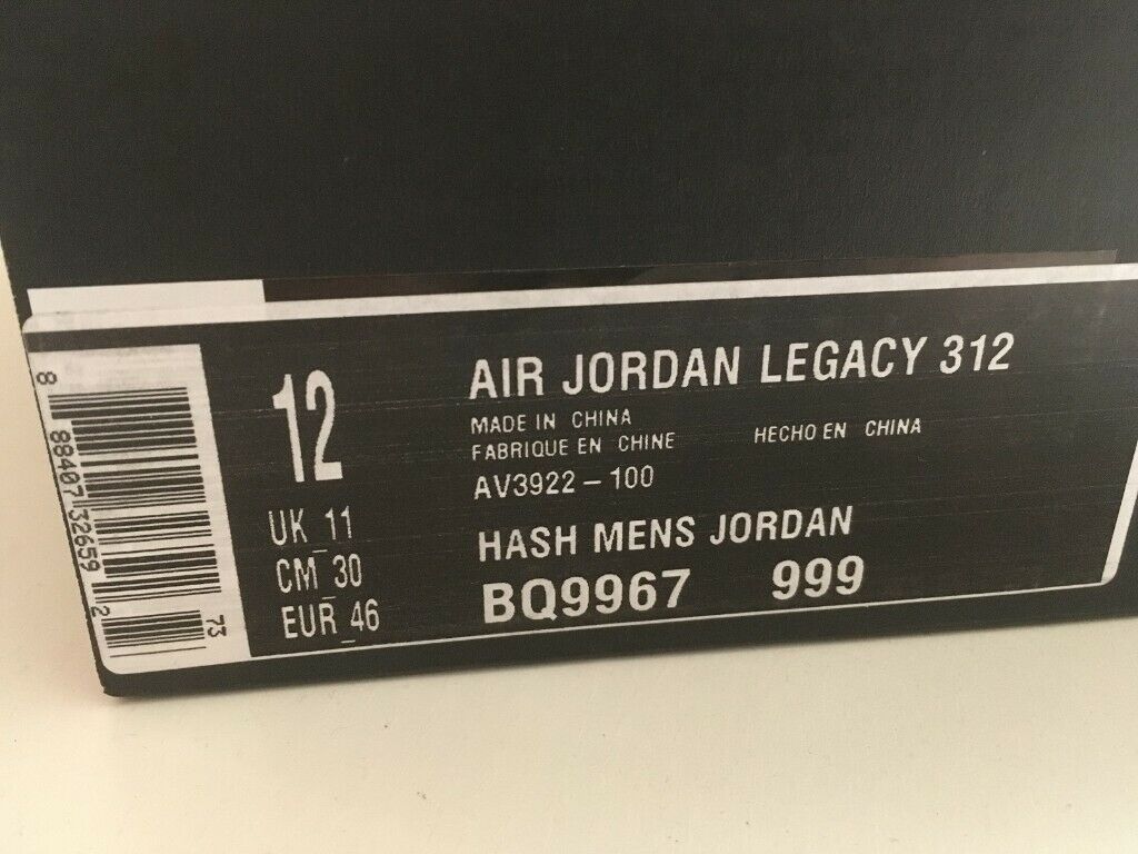 Men’s Air Jordan Legacy 312 Shoes Trainers UK 11  6