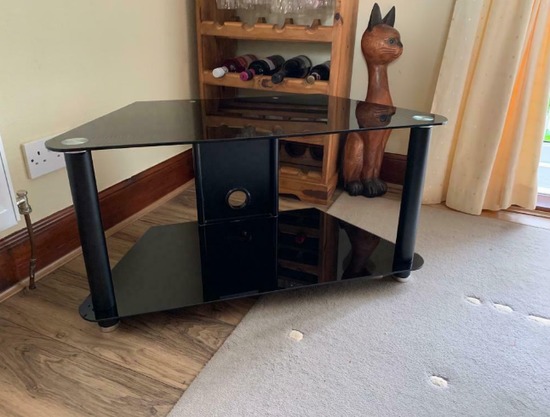 Bargain Black Glass TV and Accessory Stand  2