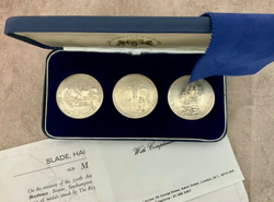 Silver Pilgrim Fathers 3 Coin Set Box