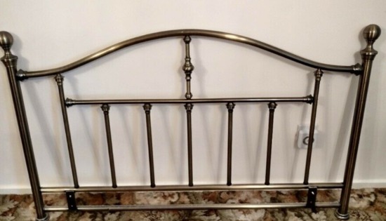 Brushed Antique Gold Colour Metal Headboard Double Bed  0