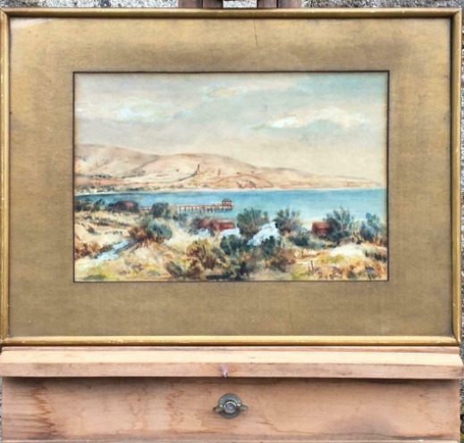 Antique Watercolour Painting of a Coastal Scene  0
